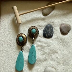 Turquoise and Gold Dangle Earrings